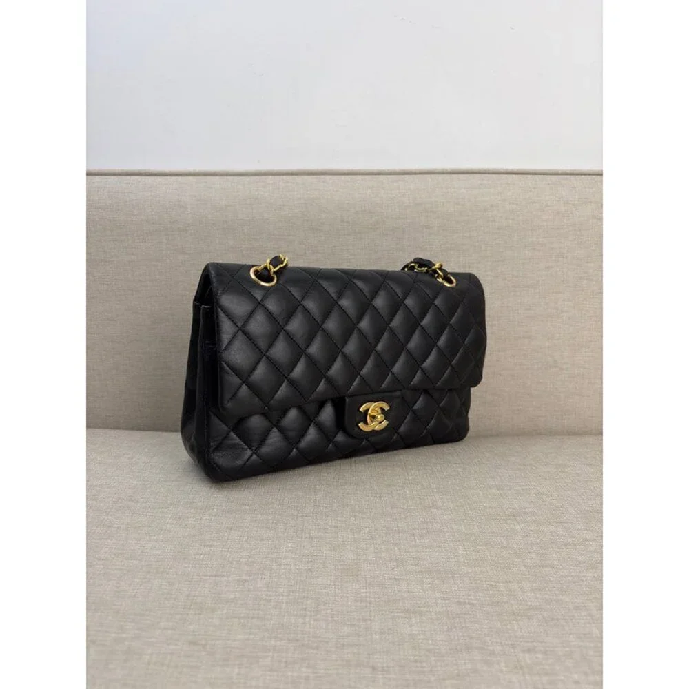 CHANEL Black Lambskin Classic Flap Medium GHW